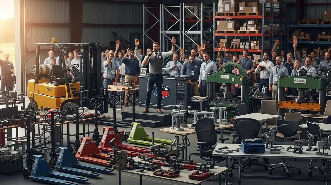 Warehouse euiqpment at warehouse on-site auction.