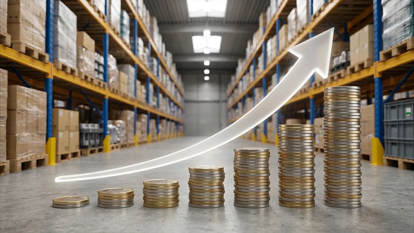 We Buy Racking (growing coins on warehouse floor) in Ventura, CA
