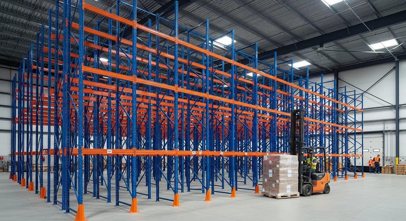 Pallet racking new pallet racking being loaded in Newark, NJ