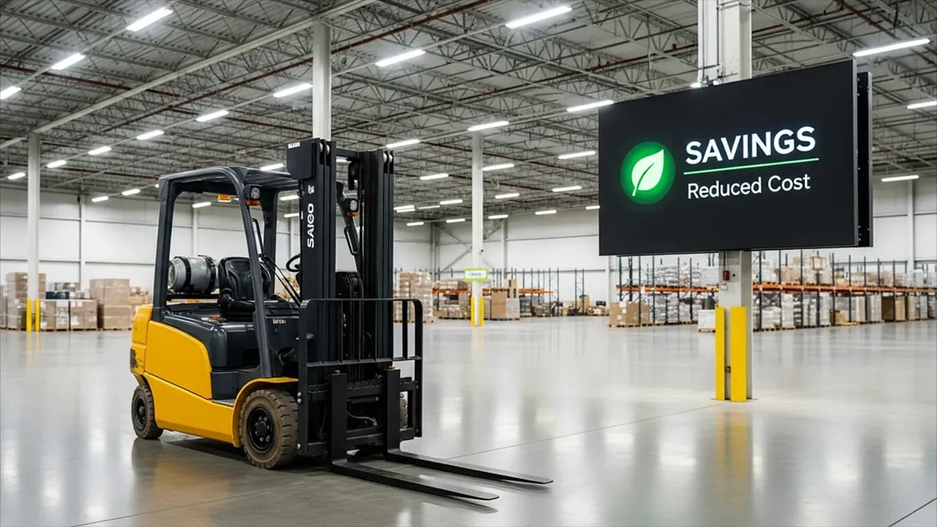 Equipment Surplus (savings sign in warehouse) in Odessa, TX